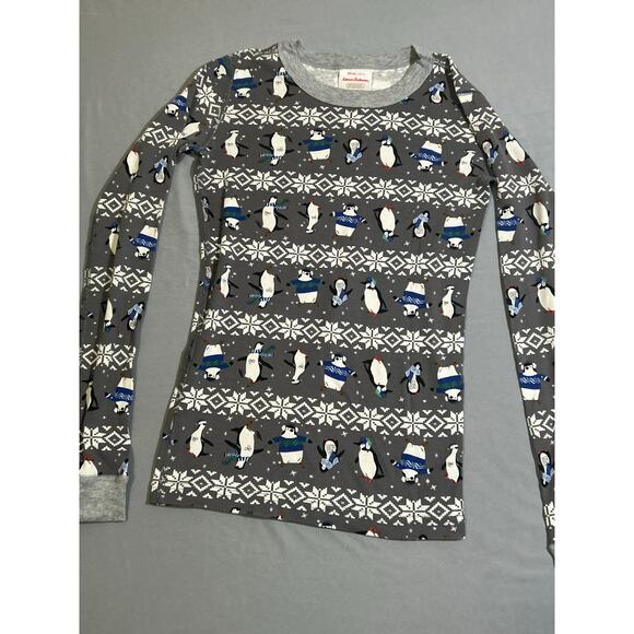 Hanna Andersson Gray Penguin Long John Pajama Top - Size 12 - Picture 1 of 3